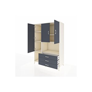 Kronos Dolap 6 Raflı 3 Çekmeceli 3 Kapaklı 132x59x195 Aytaşı-antrasit/antrasit