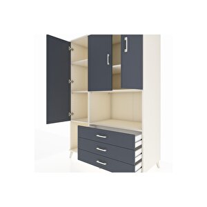 Kronos Dolap 6 Raflı 3 Çekmeceli 3 Kapaklı 132x59x195 Aytaşı-antrasit/antrasit