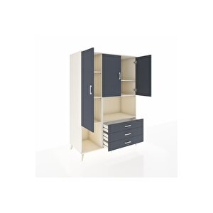 Kronos Dolap 6 Raflı 3 Çekmeceli 3 Kapaklı 132x59x195 Aytaşı-antrasit/antrasit