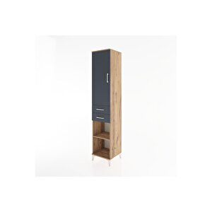 Hyperion Dolap 3 Raflı 2 Çekmeceli Tek Askılı 44x44x221 Çam-antrasit