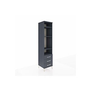 Hyperion Dolap 4 Raflı 3 Çekmeceli 44x44x195 Antrasit-antrasit