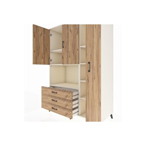 Kronos Dolap 7 Raflı 3 Çekmeceli 3 Kapaklı 132x59x195 Aytaşı-çam/çam