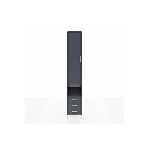 Hyperion Dolap 5 Raflı 3 Çekmeceli Tek Kapaklı 44x44x243 Antrasit-antrasit