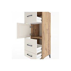 Hyperion Dolap Tek Raflı 3 Çekmeceli Tek Kapaklı 44x44x134 Çam-aytaşı