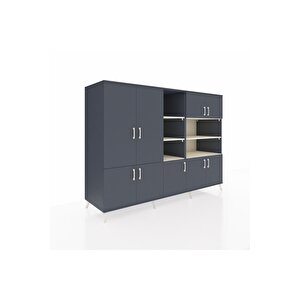 Kronos Dolap 14 Raflı 9 Kapaklı 220x59x163 Antrasit-antrasit/aytaşı