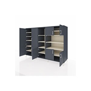 Kronos Dolap 14 Raflı 9 Kapaklı 220x59x163 Antrasit-antrasit/aytaşı