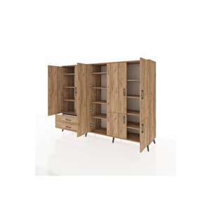 Hyperion Dolap 12 Raflı 2 Çekmeceli 7 Kapaklı 220x44x163 Çam-çam