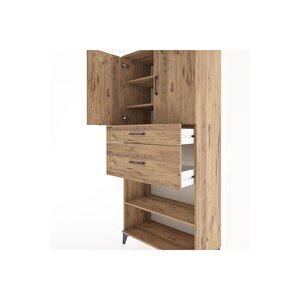Hyperion Dolap 4 Raflı 2 Çekmeceli 2 Kapaklı 88x44x195 Çam-çam