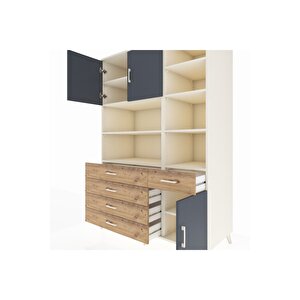 Kronos Dolap 9 Raflı 5 Çekmeceli 3 Kapaklı 132x59x195 Aytaşı-antrasit/çam