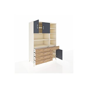 Kronos Dolap 9 Raflı 5 Çekmeceli 3 Kapaklı 132x59x195 Aytaşı-antrasit/çam