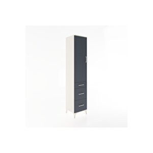 Hyperion Dolap 3 Raflı 3 Çekmeceli Tek Kapaklı 44x44x221 Aytaşı-antrasit