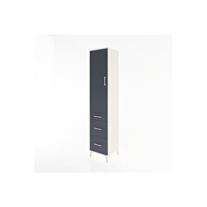 Hyperion Dolap 3 Raflı 3 Çekmeceli Tek Kapaklı 44x44x221 Aytaşı-antrasit