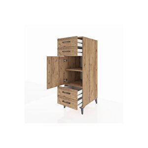 Kronos Dolap 2 Raflı 4 Çekmeceli Tek Kapaklı 44x59x134 Çam-çam