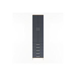 Arges Dolap 4 Raflı 5 Çekmeceli 2 Kapaklı 60x30x243 Çam-antrasit