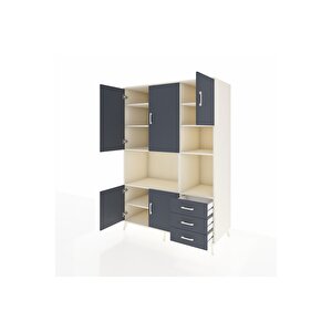 Kronos Dolap 9 Raflı 3 Çekmeceli 5 Kapaklı 132x59x195 Aytaşı-antrasit/antrasit