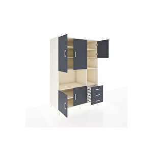 Kronos Dolap 9 Raflı 3 Çekmeceli 5 Kapaklı 132x59x195 Aytaşı-antrasit/antrasit