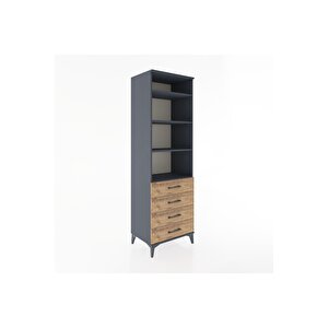 Hyperion Dolap 4 Raflı 4 Çekmeceli 60x44x195 Antrasit-çam