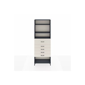 Arges Dolap 3 Raflı 5 Çekmeceli 88x30x243 Antrasit-aytaşı