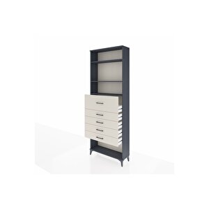 Arges Dolap 3 Raflı 5 Çekmeceli 88x30x243 Antrasit-aytaşı