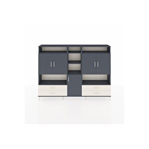 Arges Dolap 12 Raflı 4 Çekmeceli 5 Kapaklı 220x30x163 Antrasit-antrasit/aytaşı