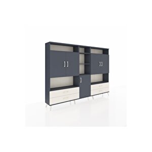 Arges Dolap 12 Raflı 4 Çekmeceli 5 Kapaklı 220x30x163 Antrasit-antrasit/aytaşı