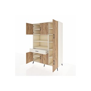 Kronos Dolap 10 Raflı Tek Çekmeceli 6 Kapaklı 132x59x195 Aytaşı-çam/aytaşı