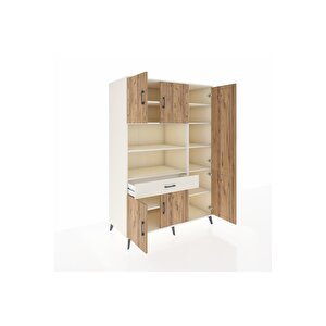 Kronos Dolap 10 Raflı Tek Çekmeceli 6 Kapaklı 132x59x195 Aytaşı-çam/aytaşı