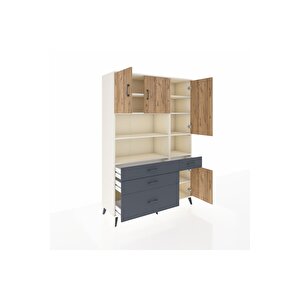 Hyperion Dolap 9 Raflı 4 Çekmeceli 4 Kapaklı 132x44x195 Aytaşı-çam/antrasit