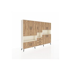 Arges Dolap 13 Raflı 3 Çekmeceli 9 Kapaklı 220x30x163 Aytaşı-çam