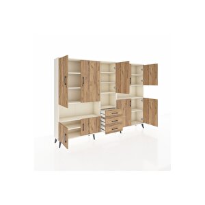 Arges Dolap 13 Raflı 3 Çekmeceli 9 Kapaklı 220x30x163 Aytaşı-çam