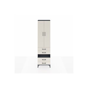 Arges Dolap 3 Raflı 4 Çekmeceli Tek Askılı 60x30x221 Antrasit-aytaşı