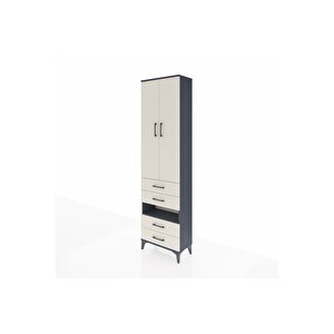 Arges Dolap 3 Raflı 4 Çekmeceli Tek Askılı 60x30x221 Antrasit-aytaşı