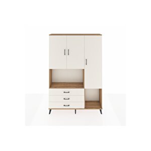 Arges Gardrop 6 Raflı 3 Çekmeceli 3 Kapaklı 132x30x195 Çam-aytaşı