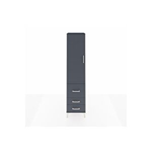 Hyperion Dolap 4 Raflı 3 Çekmeceli Tek Kapaklı 44x44x195 Antrasit-antrasit