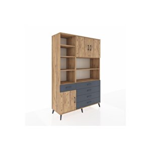 Hyperion Dolap 9 Raflı 5 Çekmeceli 3 Kapaklı 132x44x195 Çam-çam/antrasit