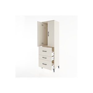 Hyperion Dolap Tek Raflı 3 Çekmeceli Tek Askılı 60x44x195 Aytaşı-aytaşı