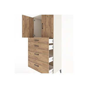 Hyperion Dolap Tek Raflı 4 Çekmeceli 2 Kapaklı 88x44x182 Aytaşı-çam