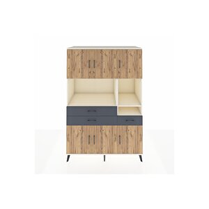 Kronos Dolap 9 Raflı 3 Çekmeceli 6 Kapaklı 132x59x195 Aytaşı-çam/antrasit