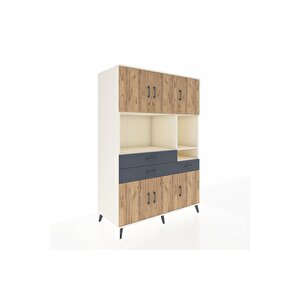 Kronos Dolap 9 Raflı 3 Çekmeceli 6 Kapaklı 132x59x195 Aytaşı-çam/antrasit