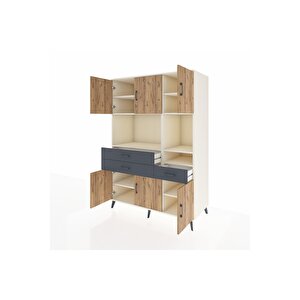 Kronos Dolap 9 Raflı 3 Çekmeceli 6 Kapaklı 132x59x195 Aytaşı-çam/antrasit