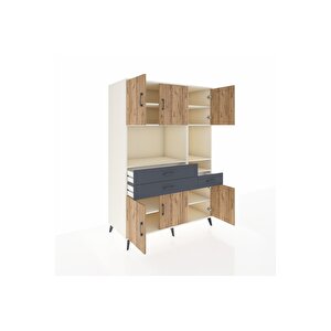 Kronos Dolap 9 Raflı 3 Çekmeceli 6 Kapaklı 132x59x195 Aytaşı-çam/antrasit