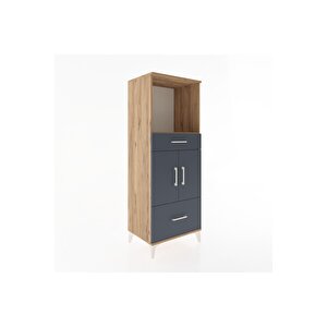 Hyperion Dolap 2 Raflı 2 Çekmeceli 2 Kapaklı 60x44x163 Çam-antrasit