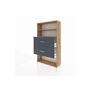 Arges Dolap 2 Raflı 2 Çekmeceli 88x30x163 Çam-antrasit