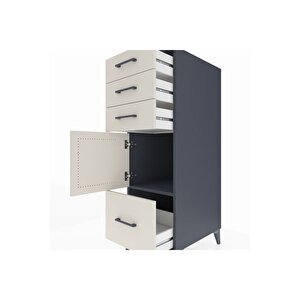 Kronos Dolap Tek Raflı 3 Çekmeceli Tek Kapaklı 44x59x134 Antrasit-aytaşı