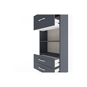 Arges Dolap 2 Raflı 3 Çekmeceli 60x30x134 Antrasit-antrasit