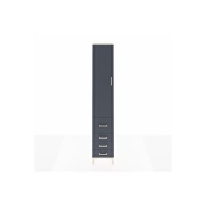 Hyperion Dolap 4 Raflı 4 Çekmeceli Tek Kapaklı 44x44x243 Aytaşı-antrasit