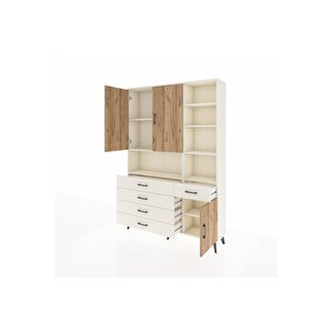 Arges Dolap 8 Raflı 5 Çekmeceli 3 Kapaklı 132x30x195 Aytaşı-çam/aytaşı