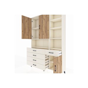 Arges Dolap 8 Raflı 5 Çekmeceli 3 Kapaklı 132x30x195 Aytaşı-çam/aytaşı