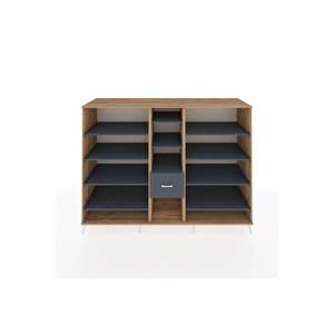 Kronos Dolap 11 Raflı 3 Çekmeceli  220x59x163 Çam-antrasit