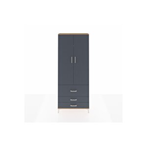 Arges Dolap 3 Raflı 3 Çekmeceli 2 Kapaklı 88x30x221 Çam-antrasit